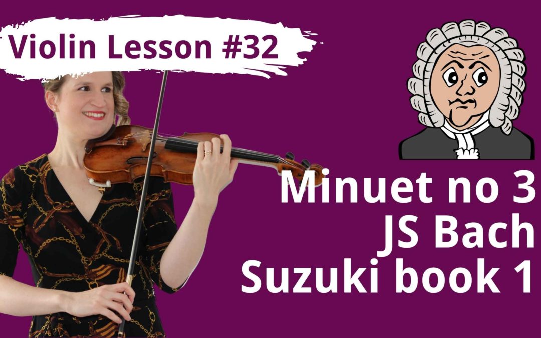 FREE Violin Lesson #32 Minuet in G Major by JS Bach SLOW play along + tutorial